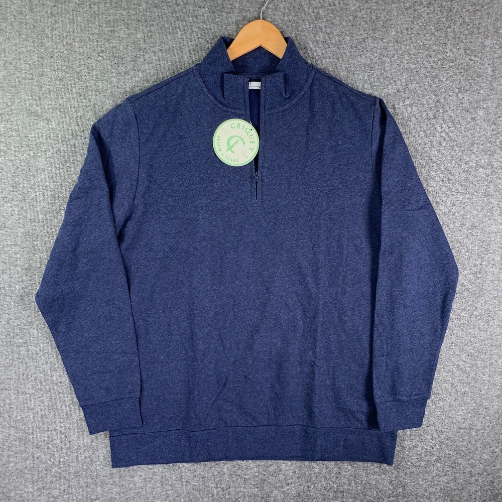 Criquet Fleece 1/4 Zip Men Extra Large Navy Blue Golf Preppy Modern A2 NEW